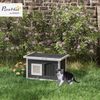 PawHut Tierhöhle Katzenhaus aus Holz Katzenhöhle mit Kratzmatte, Türklappe, für Indoor, Outdoor, 61 x 45 x 36,5 cm, Grau Bild 2