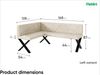 MEBLINI Eckbank für Esszimmer mit ausziehbarem Tisch - Küchenbank - Essecke - Sitzecke Küche - ERIC - X-Beine 128x168x87cm Links - Creme Samt/M Weiß Hochgl. Bild 3