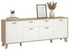 Dmora - Kommode Claribel, Wohnzimmerbuffet, Wohnzimmer-Sideboard, Moderne Küchen-Speisekammer, 196x39 h73 cm, Eiche und Weiß Bild 2
