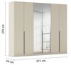Rauch Möbel Alabama, Kleiderschrank, Garderobenschrank, 6-türig, Spiegel, Zubehör Basic, 3 Kleiderstangen, 3 Einlegeböden, Farbe Beige, Griff Grau metallic, 271 x 210 x 54 cm Bild 3