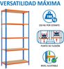SimonRack Schwerlastregal, Lagerregal, 180 x 90 x 50 cm, Metallregal, Kellerregal, Biegestelle 150 kg, 5 Holzfachböden, Blau/Orange/Holz - Maderclick Bild 4
