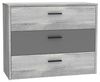 Forte LEONARD Sideboard mit 3 Schubladen, Holzwerkstoff, Nordic Grau Eiche/Grau Matt, B x H x T: 99,8 x 79,9 x 41,5 cm Bild 4