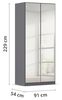 Rauch Möbel Alabama, Kleiderschrank für Schlafzimmer, Kinderzimmer, Wohnzimmer, Garderobe, Flur, 2-türig, Spiegel, mit Zubehör Basic, Farbe Grau metallic, Schwarz, Breite 91 cm Bild 3