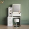 Livinity® Schminktisch Monza, Weiß, mit LED-Spiegel und Hocker (2-St) Bild 2