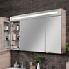 FACKELMANN B.CLEVER Waschtisch Set mit Spiegelschrank 120 cm breit, Braun hell, Waschbecken Gussmarmor Weiß Bild 5
