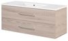 FACKELMANN B.CLEVER Waschtisch Set mit Spiegelschrank 120 cm breit, Braun hell, Waschbecken Gussmarmor Weiß Bild 2