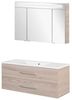 FACKELMANN B.CLEVER Waschtisch Set mit Spiegelschrank 120 cm breit, Braun hell, Waschbecken Gussmarmor Weiß Bild 1