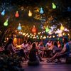 Spetebo LED-Lichterkette Solar mit 10 bunten LED Glühbirnen, 10-flammig, 450 cm lang - Garten Dekobeleuchtung mit farbigen Lampen Bild 5
