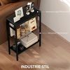 HOMCOM Beistelltisch kleiner Couchtisch mit 2 Ablagen, Stahlrahmen (Nachttisch, 1-St, Sofatisch), für Wohnzimmer, Schlafzimmer, Schwarz Bild 5