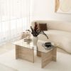 Hanah Home Elegant Coffee Table, Travertine Color, 105 x 40 x 65 cm | 100% Glass Top & Melamine Coated Particle Board | Stylish Marble Design for Modern Living Spaces Bild 3