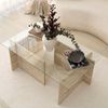 Hanah Home Elegant Coffee Table, Travertine Color, 105 x 40 x 65 cm | 100% Glass Top & Melamine Coated Particle Board | Stylish Marble Design for Modern Living Spaces Bild 4