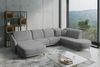 CAVADORE Wohnlandschaft Blue/Sofalandschaft mit Longchair im modernen Design, inklusiv Kopfteilverstellung und mattschwarzen Metallfüßen / 356 x 93 x 249 / Mikrofaser, Mittelgrau Bild 2