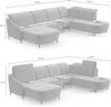CAVADORE Wohnlandschaft Blue/Sofalandschaft mit Longchair im modernen Design, inklusiv Kopfteilverstellung und mattschwarzen Metallfüßen / 356 x 93 x 249 / Mikrofaser, Mittelgrau Bild 3