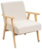 DRW Vintage-Sessel aus Chenille-Stoff und Holz in Weiß und Natur Bild 1