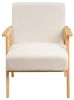 DRW Vintage-Sessel aus Chenille-Stoff und Holz in Weiß und Natur Bild 5