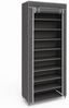 BAKAJI Platzsparender Schuhschrank für 10 Einlegeböden 60 x 30 x 150 cm, bis zu 36 Paar Schuhe, Struktur aus Stahl und Bezug aus TNT-Stoff, wasserdicht, mit Reißverschluss staubdicht (Grau) Bild 2
