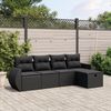vidaXL 5-tlg. Garten-Sofagarnitur mit Kissen Schwarz Poly Rattan 3264081 Bild 2