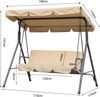 Angel Living Hollywoodschaukel Gartenschaukel 3 Sitzer, 3,00-Sitzer, Relaxfunktion, Verstellbarem Sonnendach und Abnehmbarem Kissen, 173cm x 110cm x 151cm Bild 3