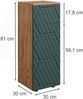 Midischrank Irma Grün/Goldkraft Eiche 30 x 81 cm mit 1 Schublade, 2 Fächer, Badezimmer Vicco Bild 3