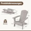 FANTASK 2er Set Adirondack-Stuhl von 51x46 cm, Gartensessel mit hoher Rückenlehne & Breiten Armlehnen, Chair aus Holz für Garten, Grau Bild 2