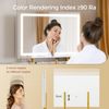 Mondeer Schminktisch mit Spiegel und Hocker, Schlafzimmer Frisiertisch mit 3 Farben LED-Beleuchtung 2 Schubladen 2 Schmuckkasten und 3 offenen Fächern, für Schlafzimmer, Weiß und Gold Bild 5