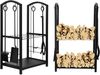 Melko Kaminholzregal Brennholzregal Metall inkl. Kaminbesteck Kaminholzständer Regal, BxTxH:40 x 30 x 74 cm, (6-tlg, 6-St, Set), inkl. 4tlg. Kaminwerkzeug und Kaminhandschuhe Bild 3