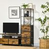 HOMCOM Kommode Sideboard mit 3 Schubladen aus Stoff, Regal und Griff (Regal und Griff, 1 St, Aufbewahrungsschrank mit Industrial Design), für Wohnzimmer Rustikal-Braun Bild 2
