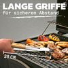 Praknu Grillbesteck-Set mit Holzgriffen und Tragetasche - Hitzebeständig, Rostfrei und Robust, (4-teiliges Set, 4 tlg, 1x Grillzange, Grillwender, Grillgabel, Grillbürste, Tragetasche), Lange Griffe (38cm), Spülmaschinenfest, inkl. Aufbewahrungstasche Bild 2