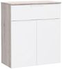 Forte Moreno Kommode 70, Moderne Kommode mit 2 Türen und 1 Schublade, Schlaf-/Wohnzimmer, Flur, Holzwerkstoff, Weiß, 70 cm breit x 80,1 cm hoch x 34,1 cm tief Bild 4