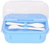 Lunchbox mit Besteck 700 ml – Brotdose mit 3 Fächern für Schule & Büro, Blau Bild 2