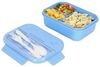 Lunchbox mit Besteck 700 ml – Brotdose mit 3 Fächern für Schule & Büro, Blau Bild 3