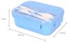 Lunchbox mit Besteck 700 ml – Brotdose mit 3 Fächern für Schule & Büro, Blau Bild 5