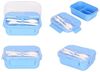 Lunchbox mit Besteck 700 ml – Brotdose mit 3 Fächern für Schule & Büro, Blau Bild 4