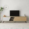 Dmora Mobile Porta TV Sadalsuud, Credenza da soggiorno, Armadio Basso per TV, Base parete attrezzata, 180x36 h48 cm, Quercia e Bianco Bild 4