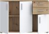 Forte IKOLI Kommode 120, Moderne Kommode, 3-türig, 2 Schubladen, Wohn-/Schlafzimmer, Flur, Holzwerkstoff, Weiß mit Artisan Eiche Holzdekor, 119,6 cm breit x 81,7 cm hoch x 31,4 cm tief Bild 5