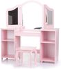 Chipolino Kinder Schminktisch Spiegel, Hocker, Holz, Stauraum, offene Regale rosa Bild 2