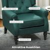 HOMCOM Sessel mit Armlehnen, Kissen, Tufting, hoher Rückenlehne (Ohrensessel, 1-St, Loungesessel), für Wohnzimmer, Schlafzimmer, Dunkelgrün Bild 4
