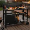 BBQ-Toro Grillablagetisch Grillwagen 125 x 57 x 104 cm, Schwarz, Grilltisch mit Windschutz Bild 2