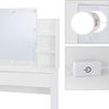 ECD Germany Schminktisch mit LED-Beleuchtung, Spiegel, Schublade, Fächern, 108 x 40 x 140 cm, Weiß, aus MDF Holz, Moderne Kosmetiktisch Schminkkommode Frisiertisch Frisierkommode Kommode Make-up Tisch Bild 4