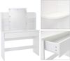 ECD Germany Schminktisch mit LED-Beleuchtung, Spiegel, Schublade, Fächern, 108 x 40 x 140 cm, Weiß, aus MDF Holz, Moderne Kosmetiktisch Schminkkommode Frisiertisch Frisierkommode Kommode Make-up Tisch Bild 3