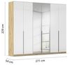 Rauch Möbel Alabama, Kleiderschrank, Garderobenschrank, 6-türig, Spiegel, Zubehör Basic, 3 Kleiderstangen, 6 Einlegeböden, Farbe Hochglanz Weiß/Eiche Artisan, Holz, Griff Grau metallic, 271 x 229 x 54 cm Bild 3