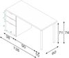 Dmora - Philadelphia Schreibtisch, multifunktionaler umkehrbarer Büroschreibtisch, Studiertisch mit Kommode mit 2 Schubladen und 1 Tür, 138 x 60 x 74 cm, Weiß Bild 2