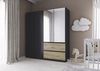 Rauch Möbel Costa, Kleiderschrank für Schlafzimmer, Kinderzimmer, Babyzimmer, Garderobe, 4-türig, Spiegel, 2 Schubladen, Push-to-Open, Zubehör Classic, Farbe Grau metallic, Schwarz, Breite 181 cm Bild 2