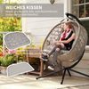 Outsunny Hängesessel Mit Kissen, mit Klappbarem Sitzkorb, Seitentaschen (Hängeschaukel, 1-St, Hängestuhl), Für Indoor, Outdoor, Polyester, Stahl, Sand Bild 5