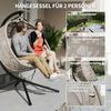 Outsunny Hängesessel Mit Kissen, mit Klappbarem Sitzkorb, Seitentaschen (Hängeschaukel, 1-St, Hängestuhl), Für Indoor, Outdoor, Polyester, Stahl, Sand Bild 3