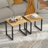 HOMCOM Couchtisch 2er Set Wohnzimmertisch mit Metallrahmen, Satztisch Kaffeetisch Beistelltisch für Wohnzimmer, Schlafzimmer, Balkon Natur Bild 5