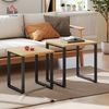 HOMCOM Couchtisch 2er Set Wohnzimmertisch mit Metallrahmen, Satztisch Kaffeetisch Beistelltisch für Wohnzimmer, Schlafzimmer, Balkon Natur Bild 2