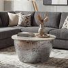 Couchtisch Metall mit weißer Marmor Tischplatte 60cm rund - Design Wohnzimmertisch Runder Loungetisch - Massiver Sofatisch - Extravaganter Beistelltisch Handmade Bild 2