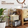 HOMCOM Wäschekorb mit 2 Wäschekörben aus Stoff, offene Ablagen (Wäschebox, 1 St, Wäschesammler), für Badezimmer, Bambus, Natur Bild 3