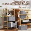 HOMCOM Wäschekorb mit 2 Wäschekörben aus Stoff, offene Ablagen (Wäschebox, 1 St, Wäschesammler), für Badezimmer, Bambus, Natur Bild 5